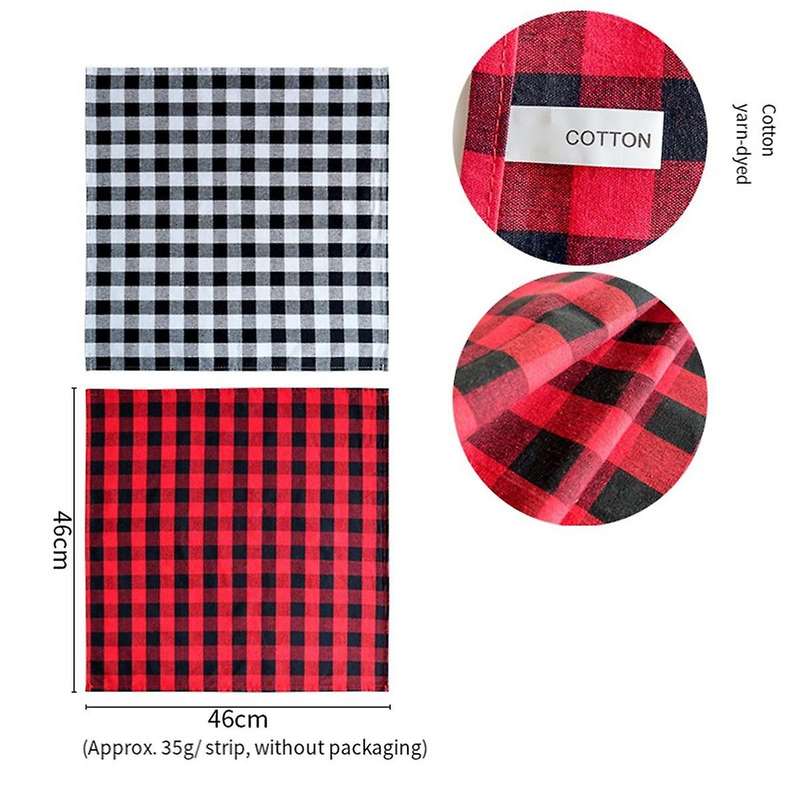 6pcs Check Collection, Classic Farmhouse Tabletop Set, Napkin Set, 3 Red and 3 White