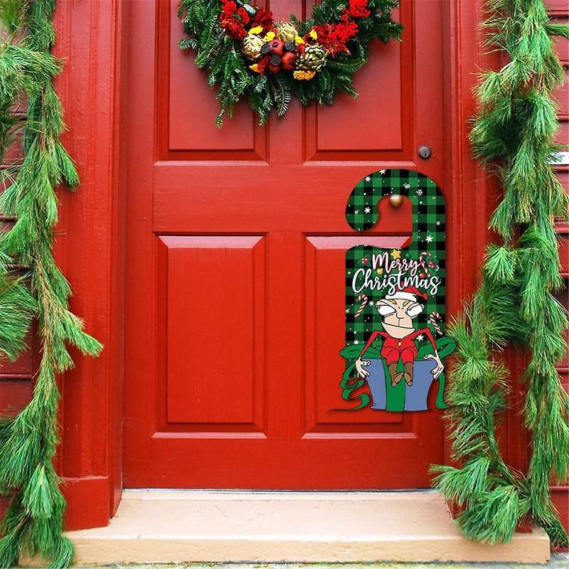 6pcs Christmas Doorknob Hanger Decoration Christmas Doorknob Ornament Sign Christmas Door Handle Pe