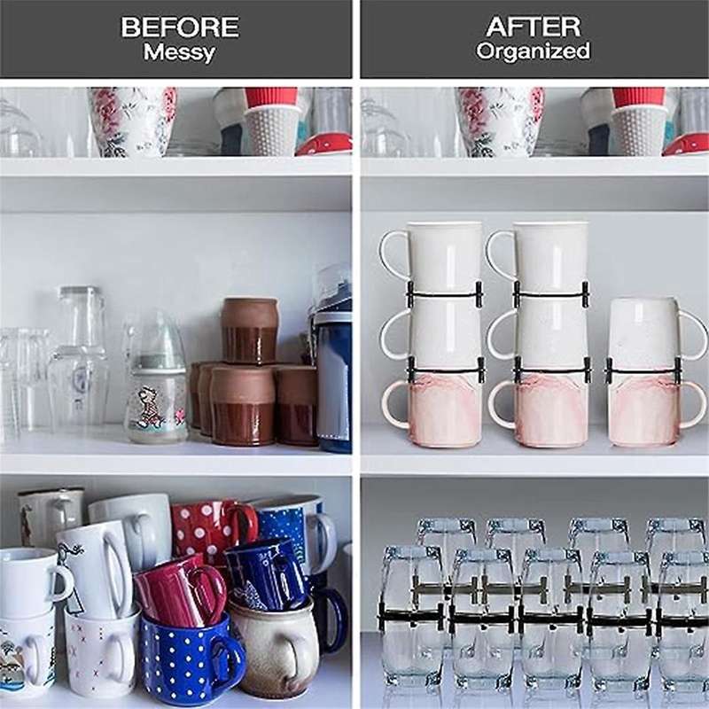 6pcs Coffee Mug Holder Adjustable Drinkware Stacker Organizer Stackable Coffee Cup Organizer Cup St