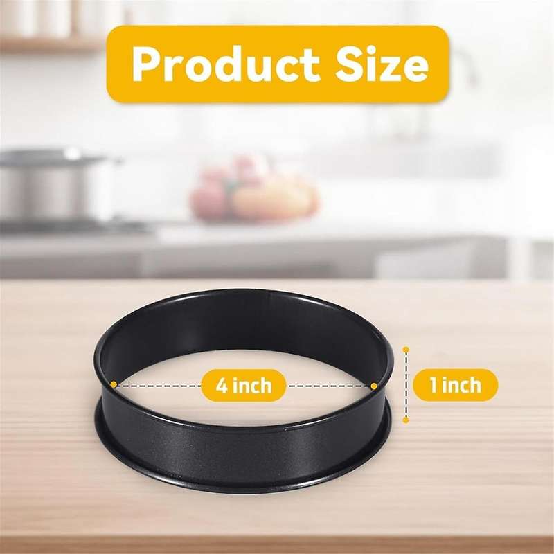 6Pcs Crumpet Rings, 4 Inch Double Rolled Stainless Steel Round Cake Tart Cookie Egg Burger Rings Mol