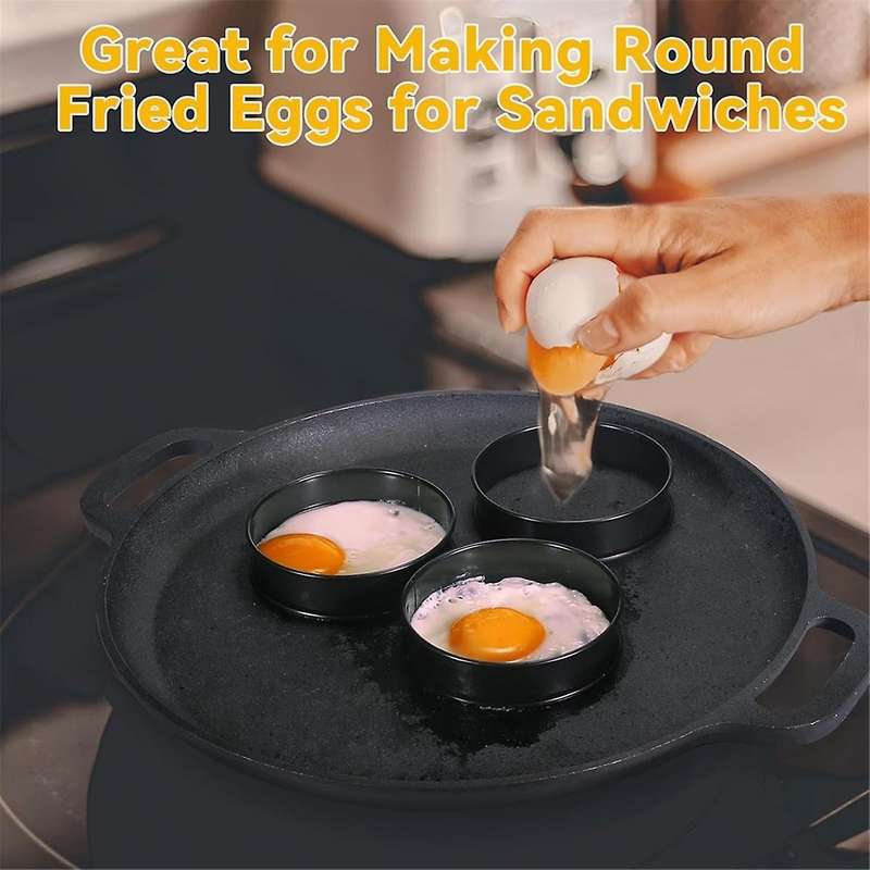 6Pcs Crumpet Rings, 4 Inch Double Rolled Stainless Steel Round Cake Tart Cookie Egg Burger Rings Mol