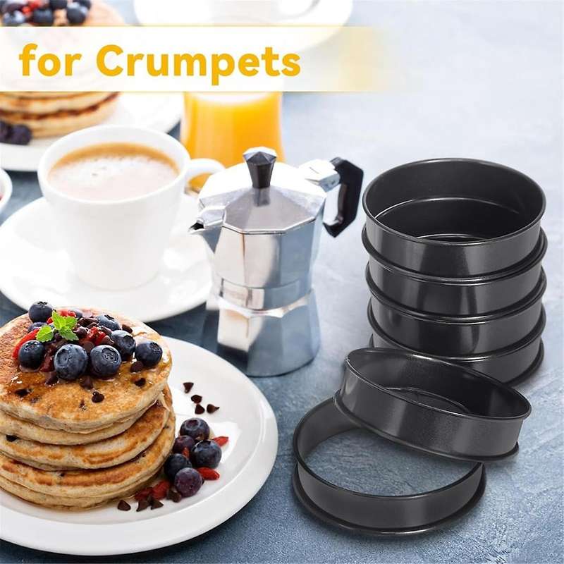 6Pcs Crumpet Rings, 4 Inch Double Rolled Stainless Steel Round Cake Tart Cookie Egg Burger Rings Mol