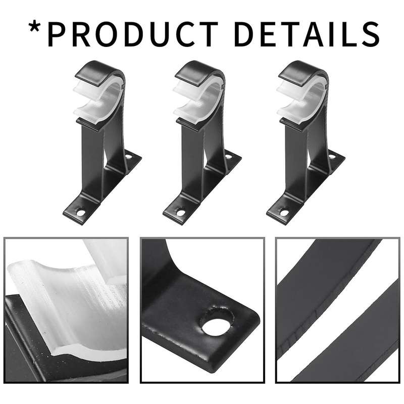 6pcs Curtain Rod Bracket Set Single Hole Small Curtain Rod Hooks for Wall Heavy Duty Curtain Draper