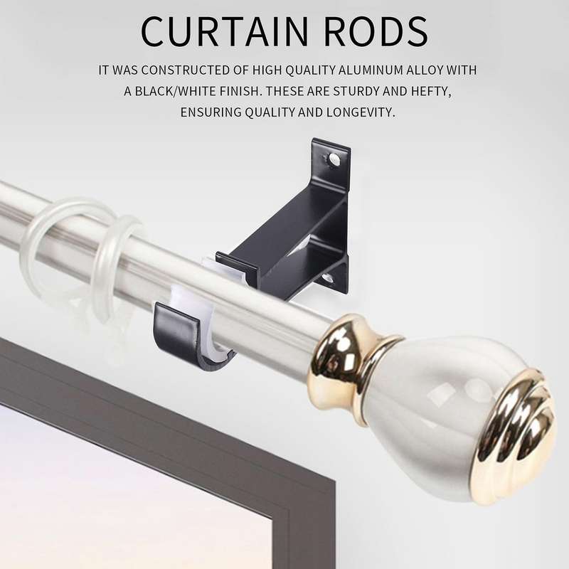 6pcs Curtain Rod Bracket Set Single Hole Small Curtain Rod Hooks for Wall Heavy Duty Curtain Draper