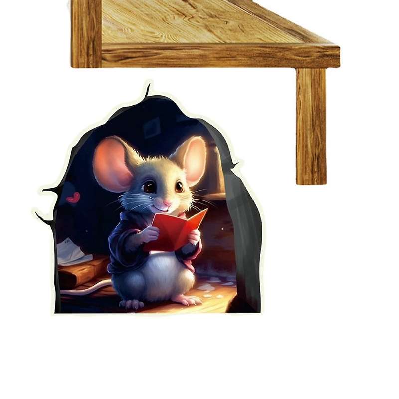 6PCS Cute Luminous Wall Decals Adorable Mouse Reading Book Kids Room Wall Decor Sticker Decal, Home