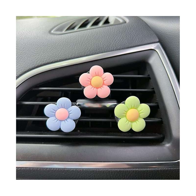 6pcs Cute Flower Aromatherapy Car Air Outlet Decoration Perfume Clip Air Freshener Colorful Flower