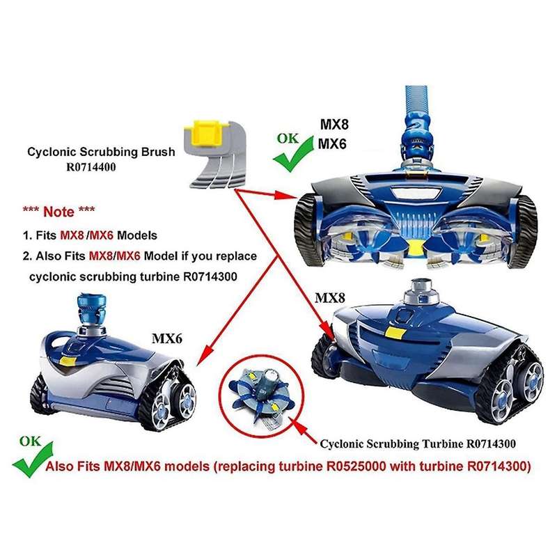6Pcs Cyclone Scrubbing Brush Pool Cleaning Robot Scrubbing Brush R0714400 for Zodiac MX8 Mx6