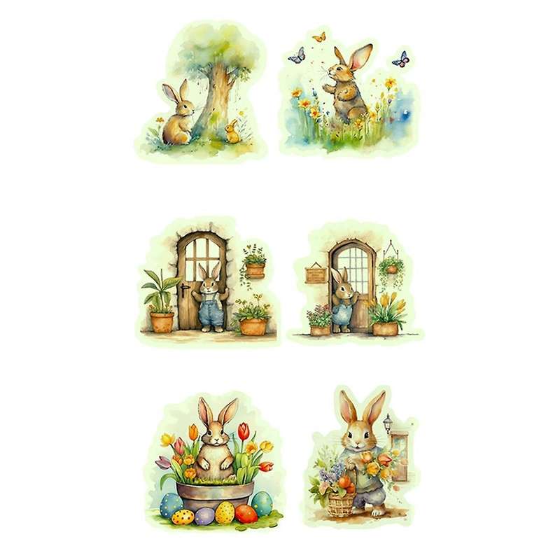 6PCS Cute Luminous Wall Decals Adorable Rabbit Kids Room Wall Decor Sticker Decal, Home Decoration,B