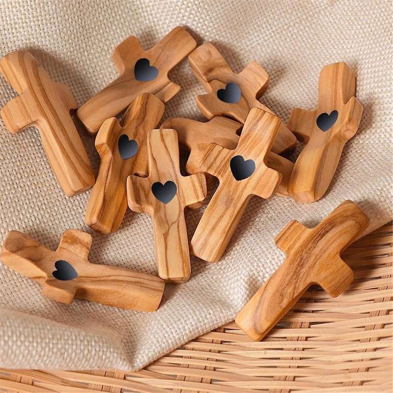 6PCS Encouragement Gift Small Wooden Hand Held Wooden Pocket Hand Held for Praying