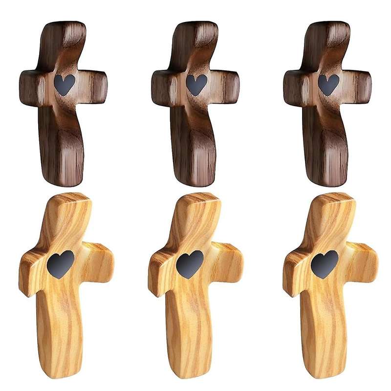 6PCS Encouragement Gift Small Wooden Hand Held Wooden Pocket Hand Held for Praying