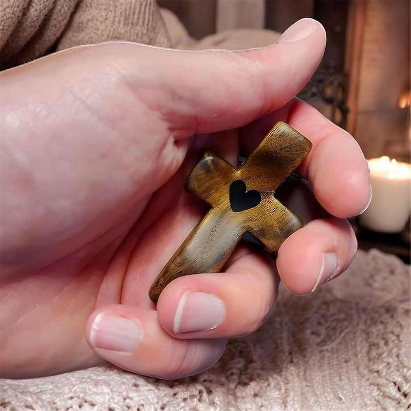 6PCS Encouragement Gift Small Wooden Hand Held Wooden Pocket Hand Held for Praying