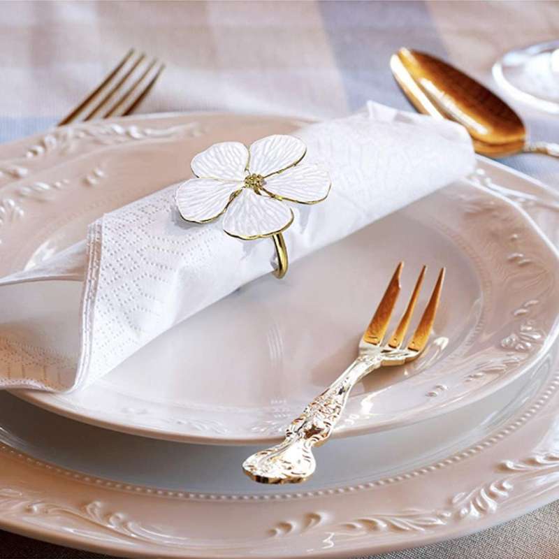 6Pcs Flower Napkin Ring, Buckles Napkin Holder Dining Setting Decor for Wedding Christmas