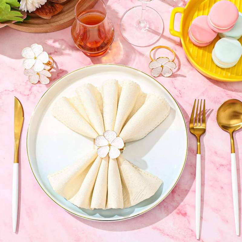 6Pcs Flower Napkin Ring, Buckles Napkin Holder Dining Setting Decor for Wedding Christmas