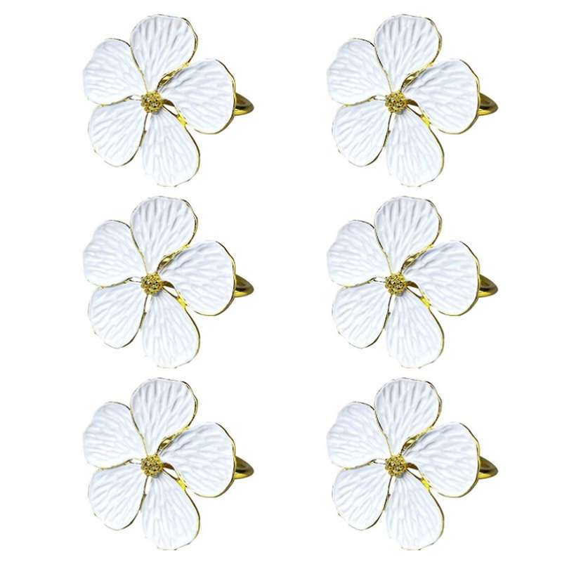 6Pcs Flower Napkin Ring, Buckles Napkin Holder Dining Setting Decor for Wedding Christmas