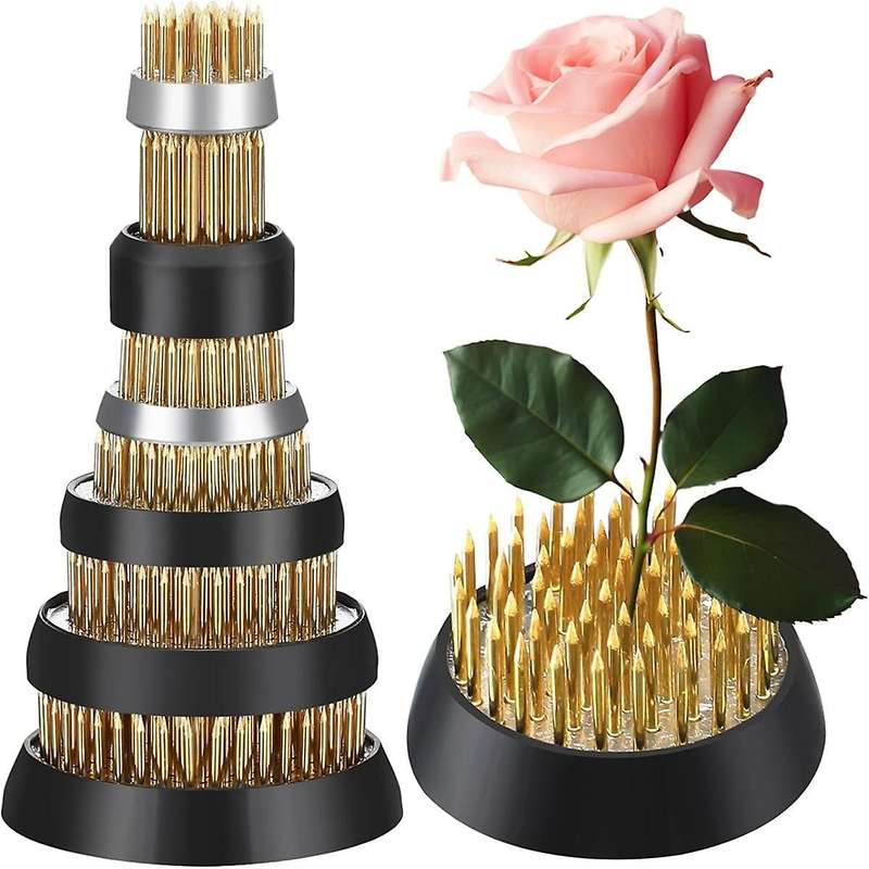 6Pcs Flower Frogs Round Brass Floral Frogs Flower Holder Japanese Ikebana Vase Kenzan Flower Arrange