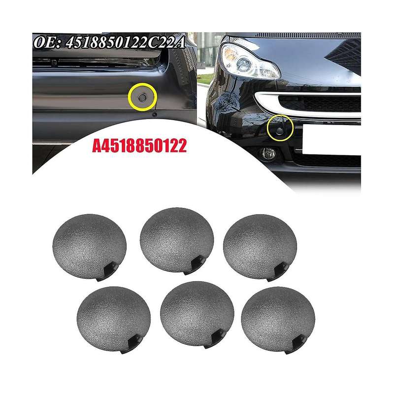 6PCS Front Rear Bumper Tow Hook Eye Cover A4518850122 for - Smart Fortwo W451 2007-2014 Trailer Cap