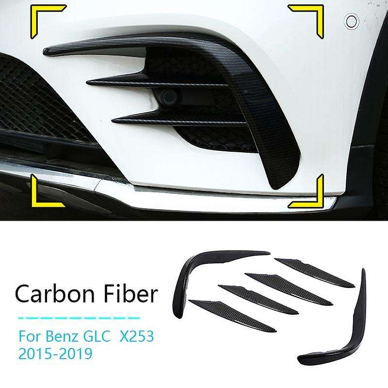 6PCS Front Bumper Lip Splitter Grille Cover Fog Lamp Air Knife Sticker for GLC X253 2015-2019 Carbon
