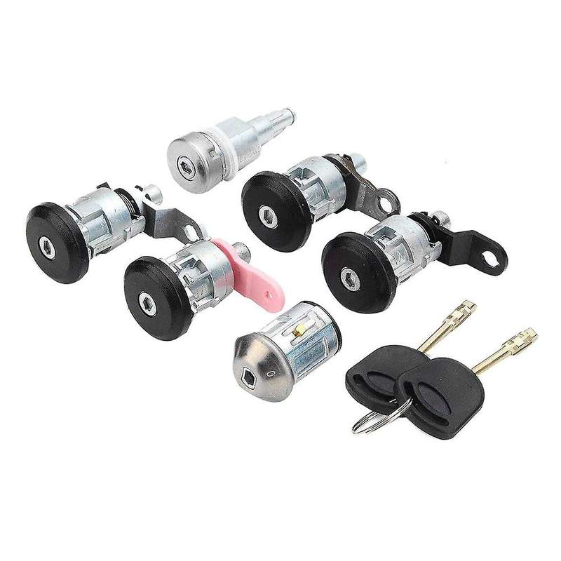 6Pcs Front Rear Door Ignition Full Left Right Lock Set with 2 Keys for Transit Mk5 1994-2000