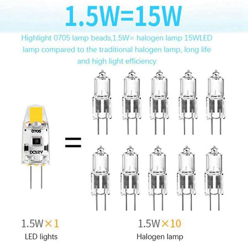 6PCS G4 LED Bulb 12V DC Dimmable COB LED G4 Bulb 1.5W 360 Beam Angle to Replace 15W Halogen Lamp (W
