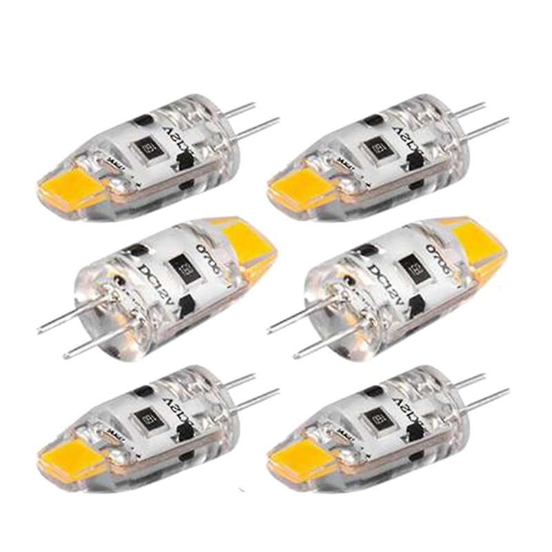 6PCS G4 LED Bulb 12V DC Dimmable COB LED G4 Bulb 1.5W 360 Beam Angle to Replace 15W Halogen Lamp (W