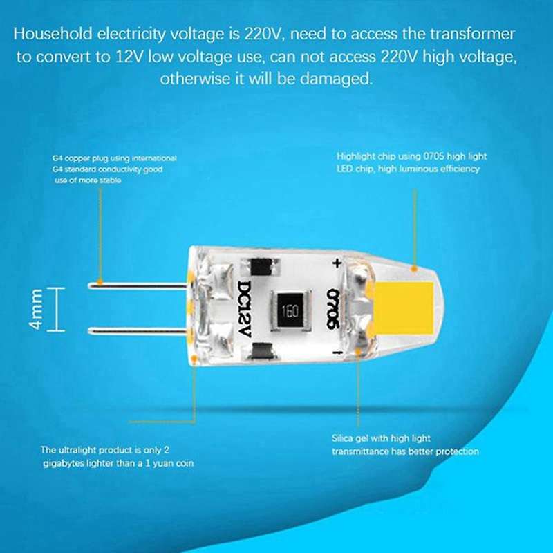 6PCS G4 LED Bulb 12V DC Dimmable COB LED G4 Bulb 1.5W 360 Beam Angle to Replace 15W Halogen Lamp (W