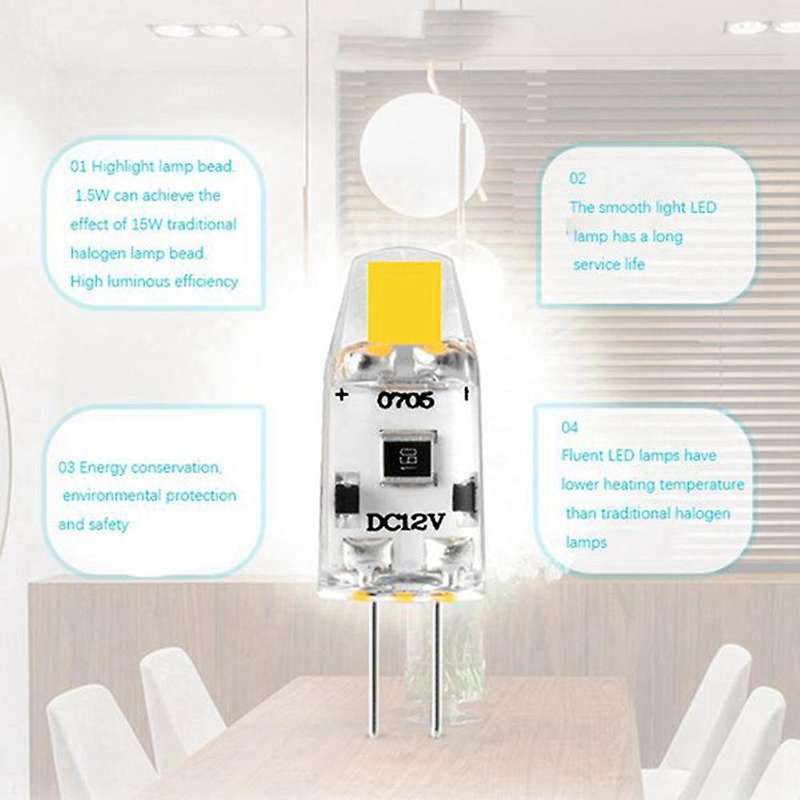 6PCS G4 LED Bulb 12V DC Dimmable COB LED G4 Bulb 1.5W 360 Beam Angle to Replace 15W Halogen Lamp (W