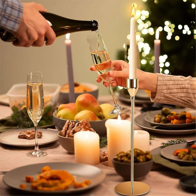 6pcs Gold Candle Holder for Taper Candles, Candlestick Holders Metal Tall Candle Stand for Taper Can
