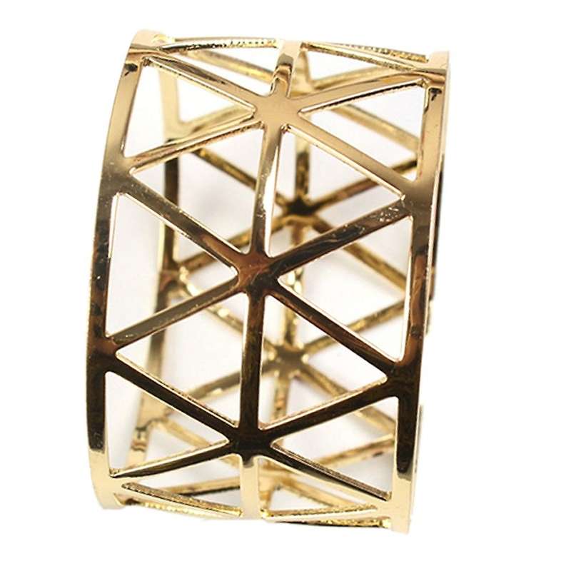6pcs Gold Geometric Hollow Napkin Rings Serviette Holder for Party Hotel Banquet Dining Room Table