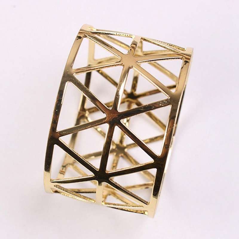 6pcs Gold Geometric Hollow Napkin Rings Serviette Holder for Party Hotel Banquet Dining Room Table