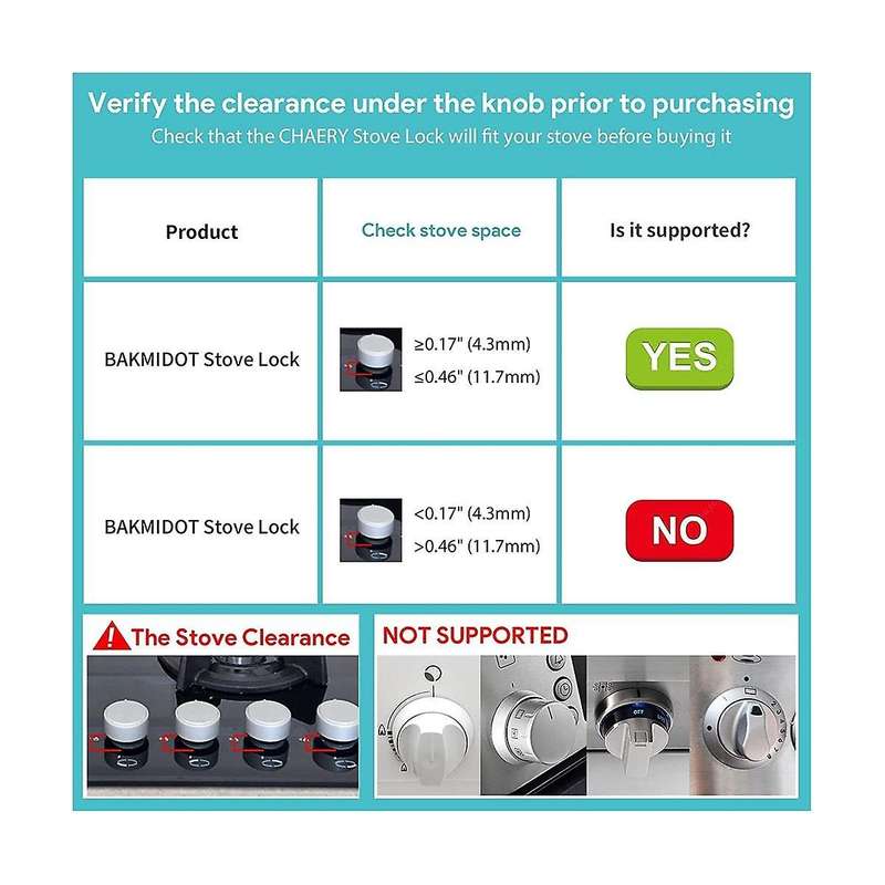 6pcs Gas Stove Knob Locks Oven Front Lock for Child Safety Heat-resistant and Effortless Installati