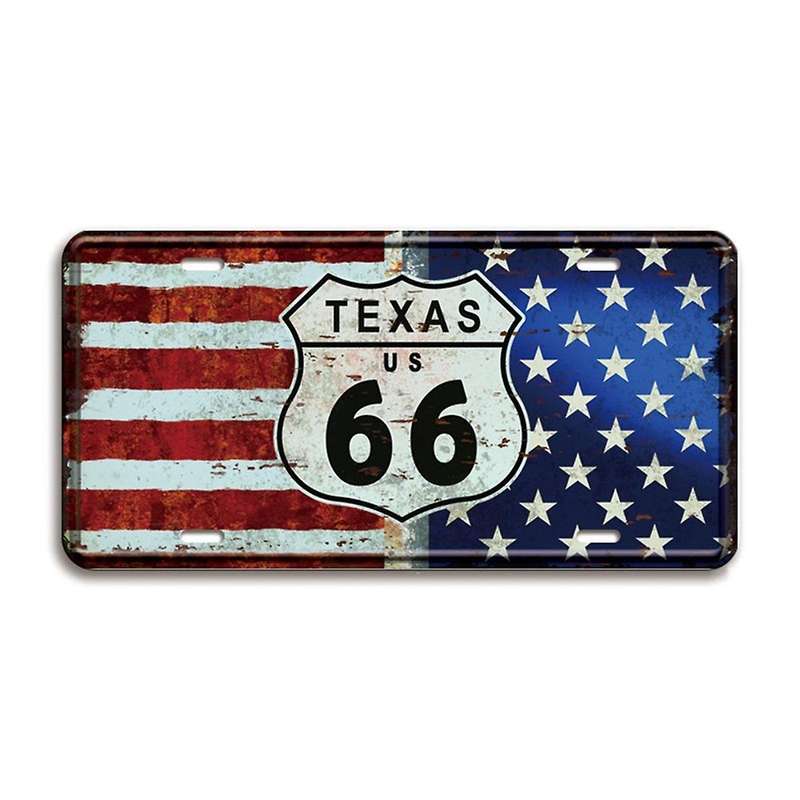 6pcs Garage Car Retro Route 66 Licenses Plate Metal Sign Posters Tin Sign Vintage Poster Home Decor