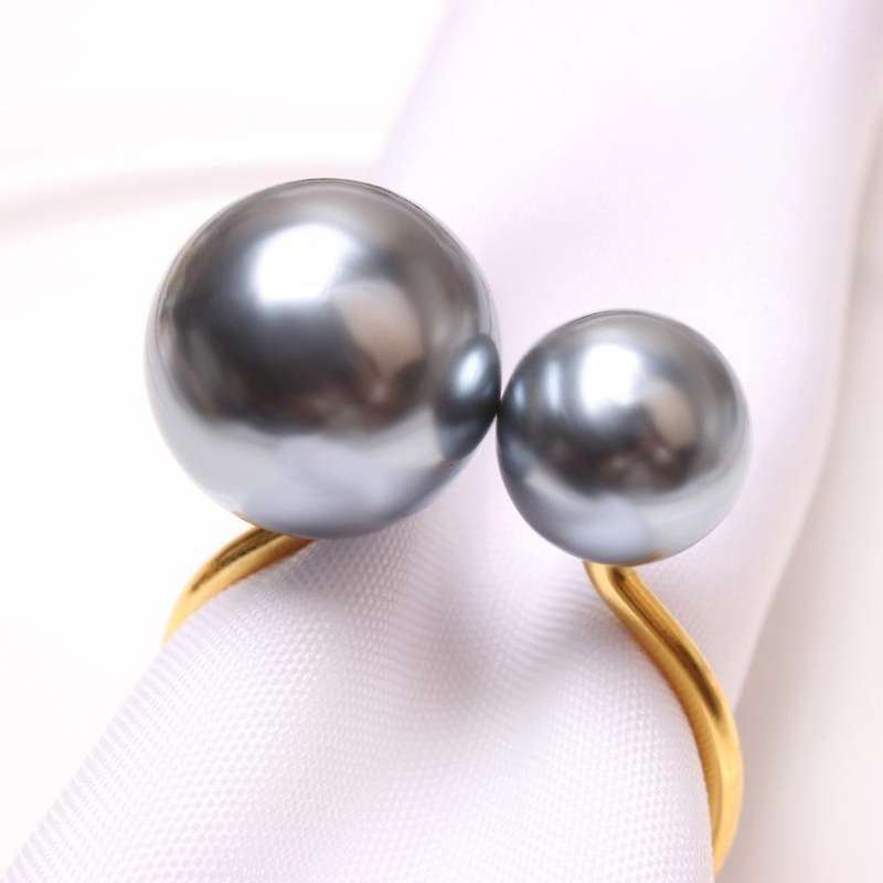 6Pcs Golden-Champagne Highlighted Napkin Rings,Wedding Napkin Holder,U-Shaped Napkin Buckle