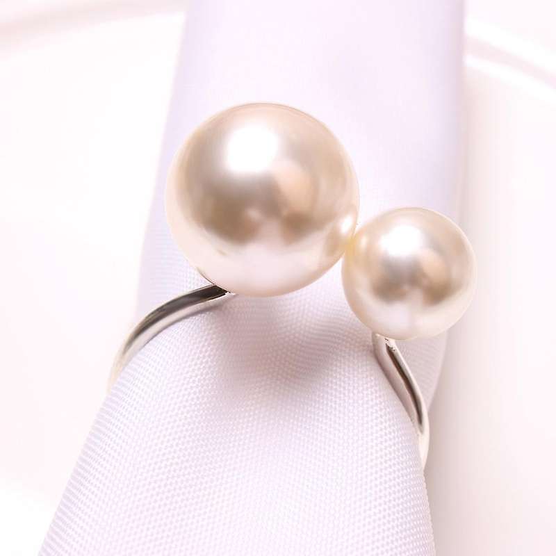 6Pcs Golden-Champagne Highlighted Napkin Rings,Wedding Napkin Holder,U-Shaped Napkin Buckle