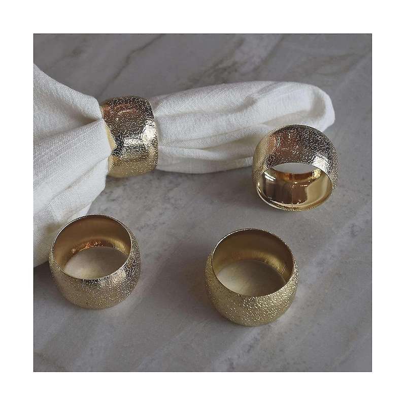 6Pcs Gold Metal Napkin Rings, Elegant Wedding Napkin Holder Rings, Perfect for Table Decor Celebrati