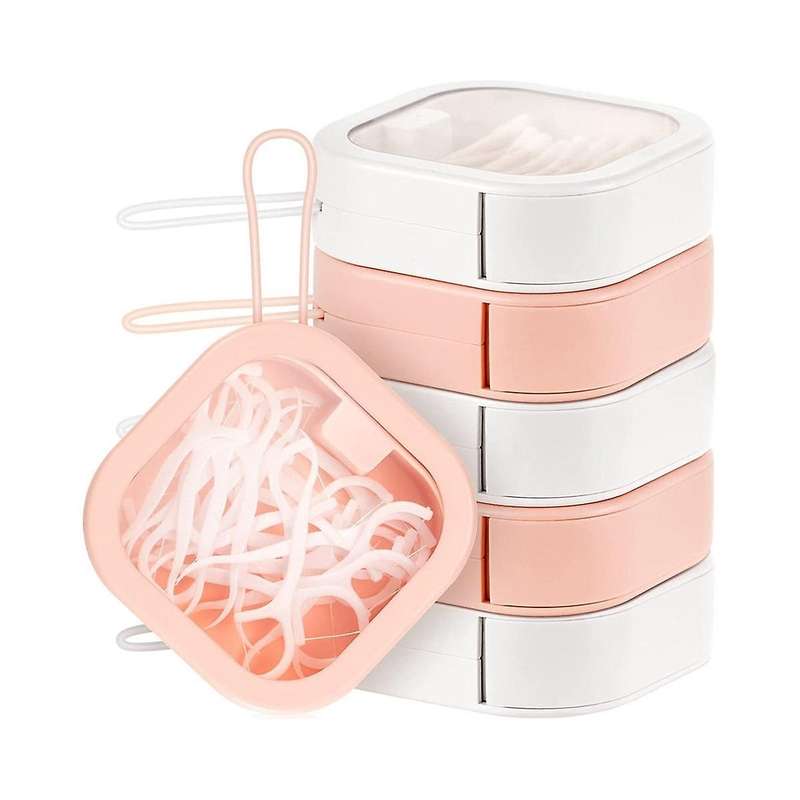 6pcs Hair Tie Organizer Dispenser ,bathroom Storage Organizer Holder Cotton Swabs Dispenser (pink+w