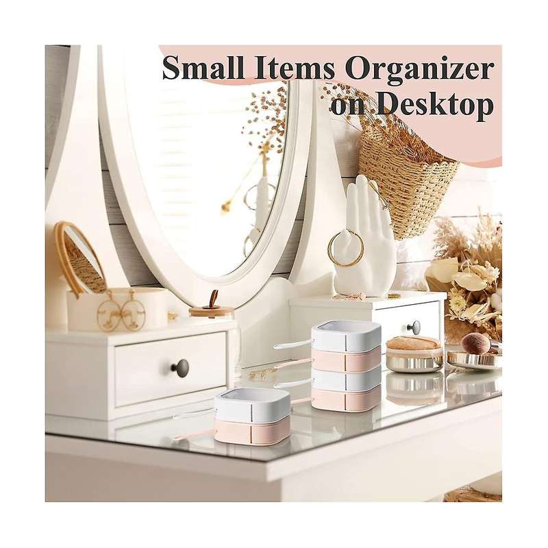 6pcs Hair Tie Organizer Dispenser ,bathroom Storage Organizer Holder Cotton Swabs Dispenser (pink+w