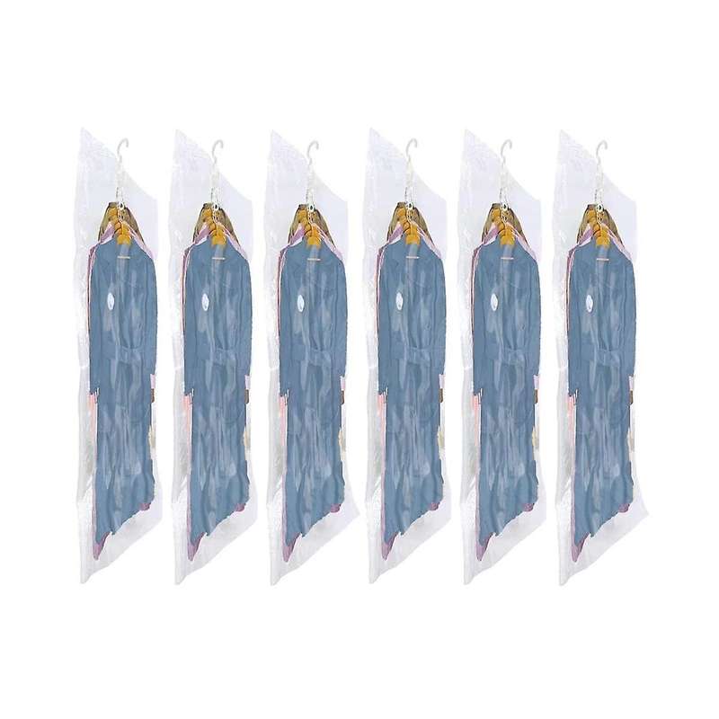 6pcs Hanging Vacuum Storage Bags for Clothes Vacuum Space Saver Bags for Clothes with Hanger Hook