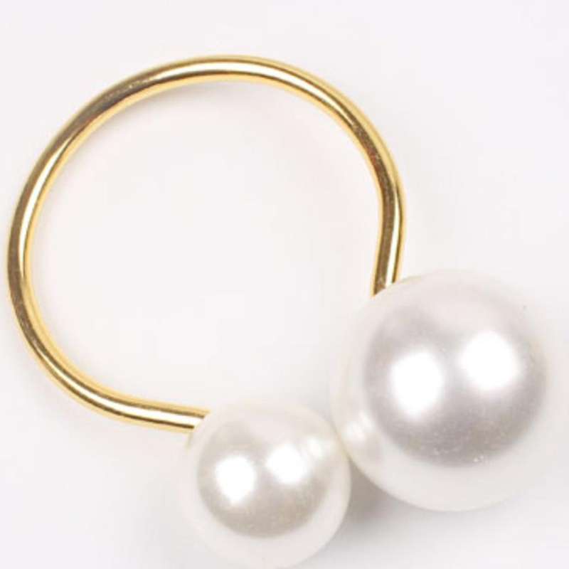 6Pcs Golden-White Highlighted Napkin Rings,Wedding Napkin Holder,U-Shaped Napkin Buckle