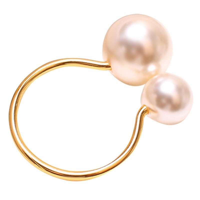 6Pcs Golden-White Highlighted Napkin Rings,Wedding Napkin Holder,U-Shaped Napkin Buckle