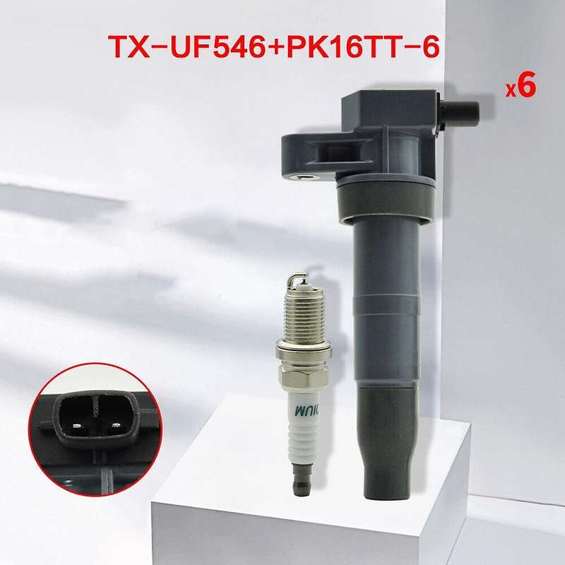 6pcs Ignition Coil and Spark Plug Set 2006-2015 for Sorento 3.3l 3.5l 3.8l 27301-3c000