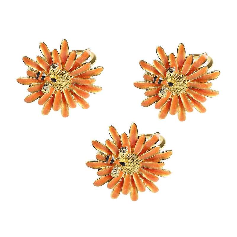 6Pcs Hotel Tableware Bee Flower Napkin Buckle Napkin Ring Chinese Alloy Daisy Napkin Ring