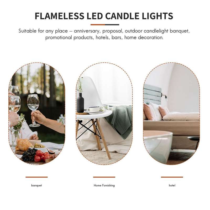 6pcs Led Taper Candle for Dinner, Flickering Flameless Tapered Battery Operated Table Settings Wedd