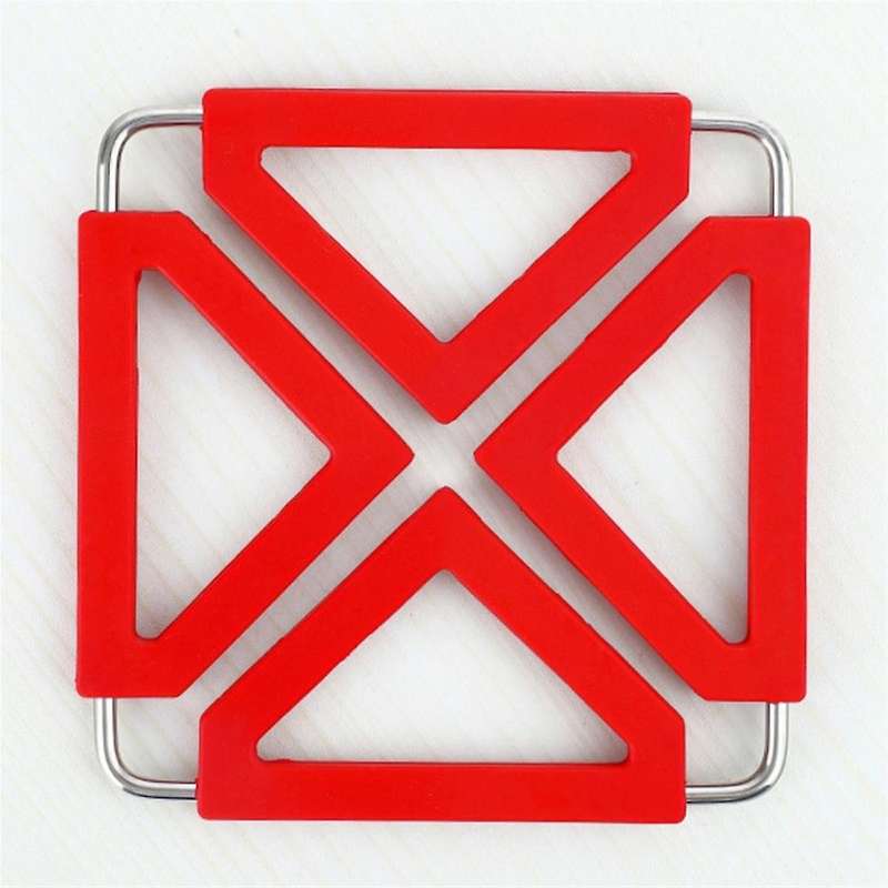 6pcs Kitchen Utility Foldable Silicone Trivets Mat Pad Expandable Collapsible Suqare Trivets Heat-re