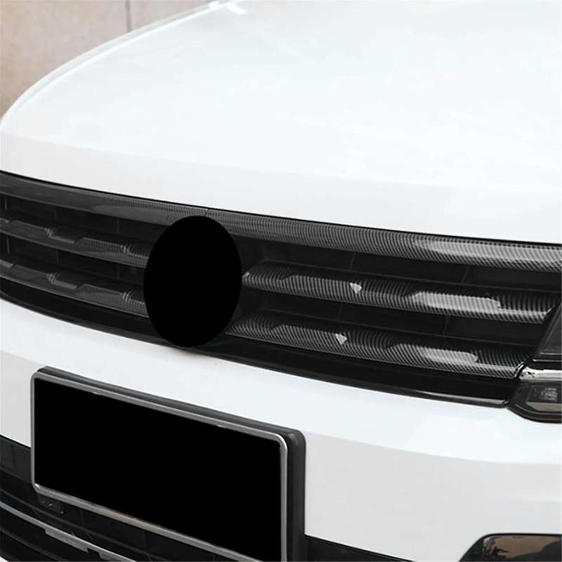 6pcs Lhd for L 2017-2021 Carbon Fiber Front Bumper Mesh Center Grille Grill Moulding Strips Cover T