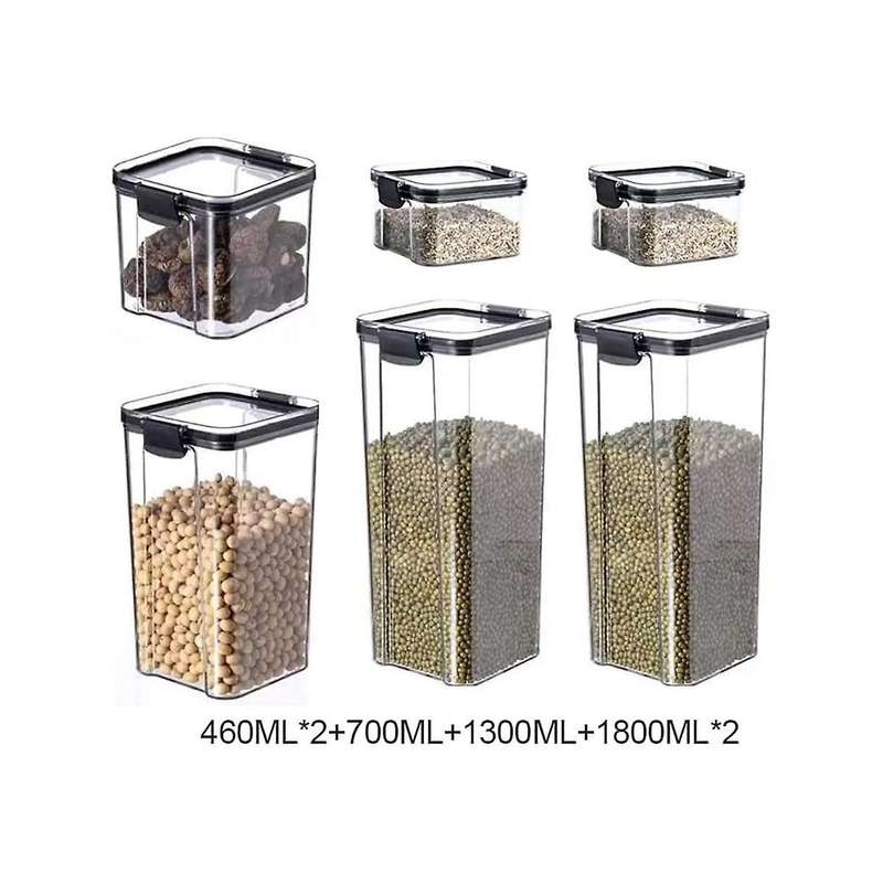 6pcs Kitchen Containers Seasoning Box Organizer Storage Jars for Cereals Jar for Bulk Jars with Lid