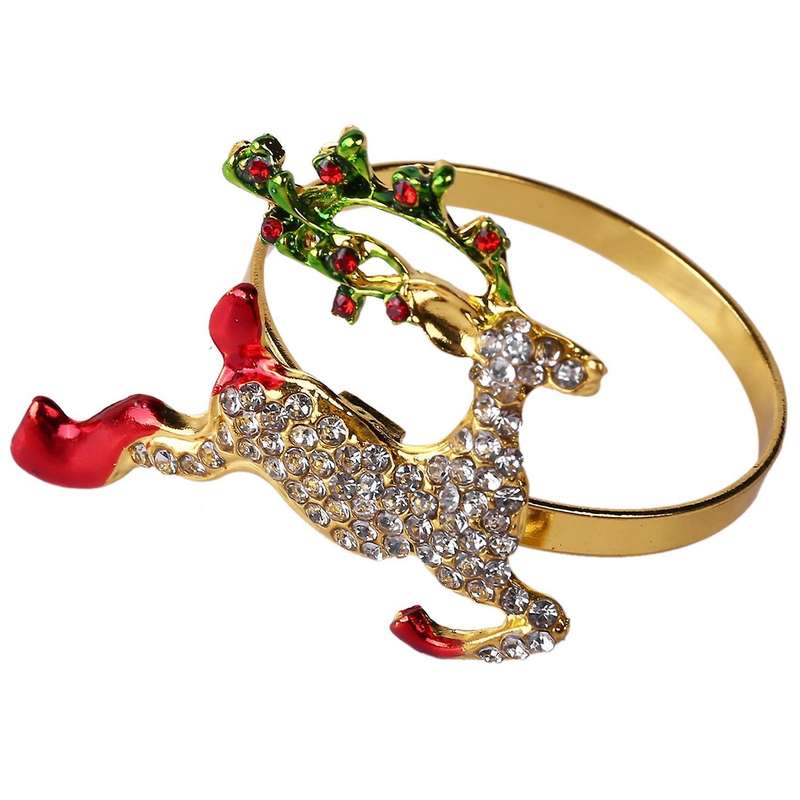 6pcs Metal Colored Christmas Napkin Ring Wedding Banquet Hotel Table Supplies