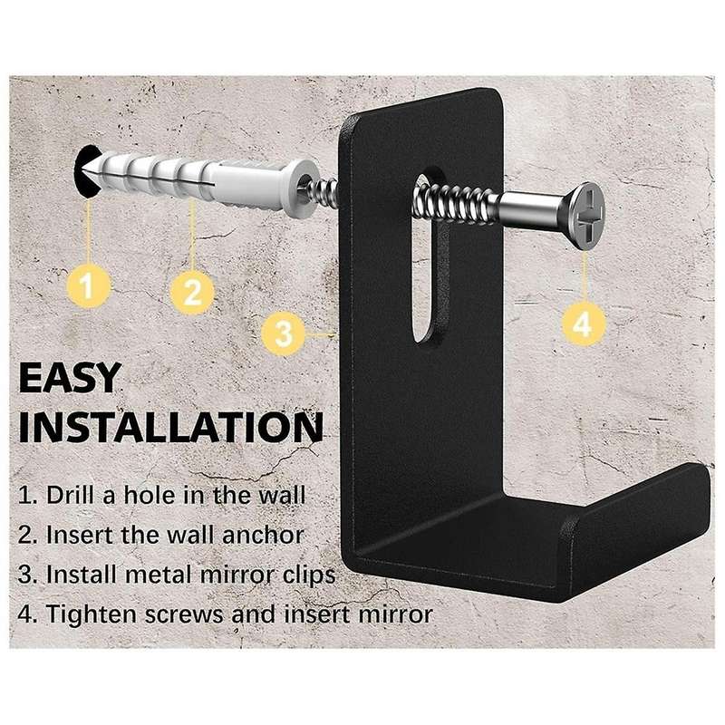 6Pcs Metal Mirror Clips 3/4 Wide Channel Mirror Hanger Clip Large Heavy Retainer Clips for Mirrors