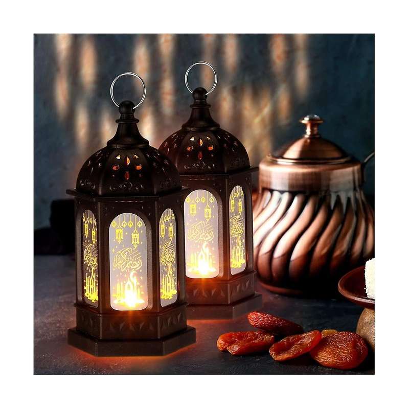 6pcs Mini Ramadan Candle Mubarak Lantern Led Eid Mubarak Lantern Moon Star Lights Centerpiece Decor