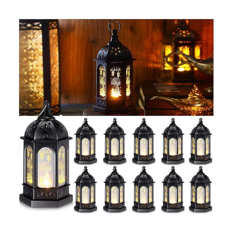 6pcs Mini Ramadan Candle Mubarak Lantern Led Eid Mubarak Lantern Moon Star Lights Centerpiece Decor