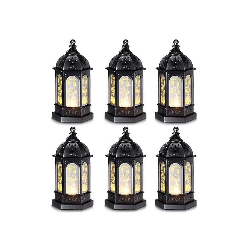 6pcs Mini Ramadan Candle Mubarak Lantern Led Eid Mubarak Lantern Moon Star Lights Centerpiece Decor